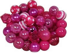 Chunky Bubblegum Beads Mix - 52 Hot Pink Acrylic Gumballs, 20mm Lot