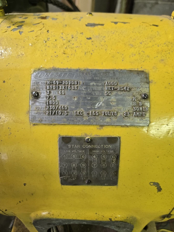 Dresser 7.5 HP Electric AC  Motor 230/460  1800 RPM 3 Phase - Image 3 of 3