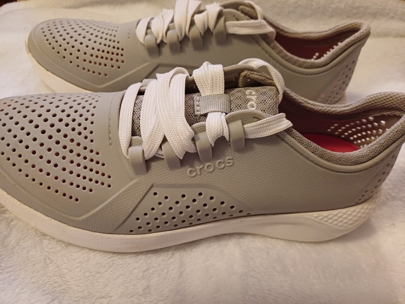 Crocs Lite Ride Shoes Womens Size w9 Gray Lace Up Sneakers 205234