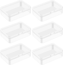 6 PCS Mini Clear Plastic Storage Containers Box Case with Lids Clear Rectangle B