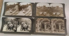 (4) India Stereoview Photos 20 Woman Team Darjeeling Mosque Temple Ekka