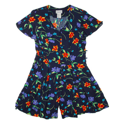 BASIC EDITIONS Damen Playsuit schwarz geblümt weites Bein Viskose M