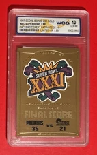 1997 Score Board 23 kt Gold Super Bowl XXXI  Green Bay Packers Patriots WCG 10