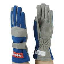 Racequip Racing Gloves 351025; SFI-1 Large SFI 3.3/1 Single Layer Blue