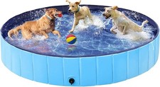 Foldable Dog Pool 63 X 12 Inches Collapsible Hard Plastic Pet Bath Tub