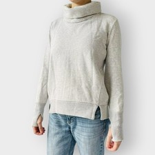 Athleta Funnel Fleece Cowl Neck Sweater Heather Grey Long Sleeve Size XXS