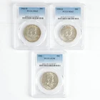 1952 AU58, 1958-D MS63, 1963-D MS62 PCGS Graded Franklin Half Dollars 50c 31607