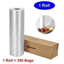 1 Roll 350 12" x 20" Plastic Produce Clear Storage Bags On Roll Kitchen Fruits