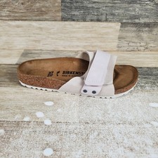 Birkenstock Oita Womens Sandals Sz 6 Narrow Antique White Suede Leather Slides