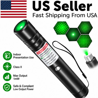 Green Presentation Laser Pointer Pen 1mW Class II Rechargeable Office Pointer