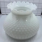 Vintage white milk glass ruffled hobnail lamp light shade 6.75" Fitter 6" tall