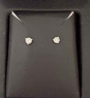 Diamond Stud Screw Back Earrings 0.25CTTW set in Three Prong 14K White Gold