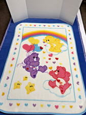 Care Bears Child's Blanket Y2K Funshine Share Love A Lot 43x31 Super Nice