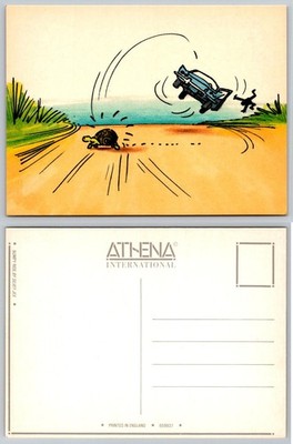 Vintage Athena Postcard: BUMPY RIDE by Silvey Jex - Funny Turtle Car Crash Art