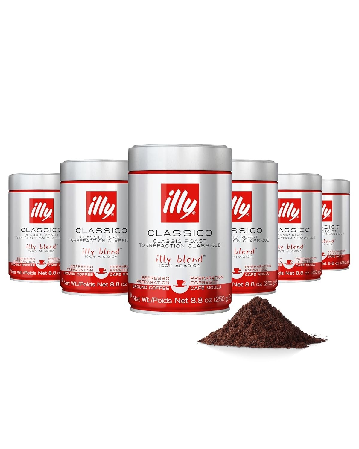 Illy Ground Espresso Coffee, Classico Medium Roast - Mild & Balanced - 100% Arab