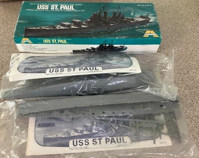 2 Rare OOP 1976 AURORA 1/600 Heavy Cruiser ST. PAUL unbuilt kits; like Airfix