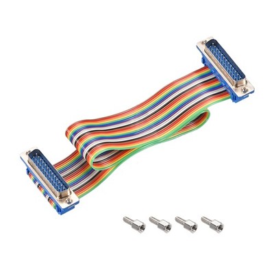 IDC Rainbow Wire Flat Ribbon Cable DB25 Male to DB25 Male, 2.54mm Pitch 11.8'' L