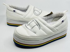 Champion Hot Stuff Platform Slippers White Rainbow Platform Size 8