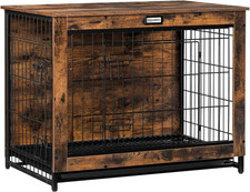 Dog Crate Furniture, 32.5" Medium Dog Kennel Indoor, Wooden Cage with Pull-Out T