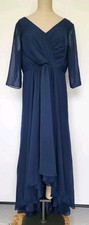 NWT JJ  s House Lined Chiffon Gown Navy Women  s Size 16 Mother Bride/Groom Formal