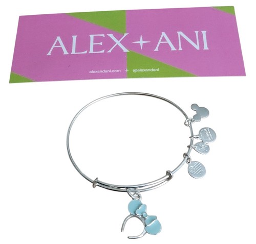 Alex And Ani Disney Parks Minnie Mouse Ears Blue Silver Bangle Bracelet