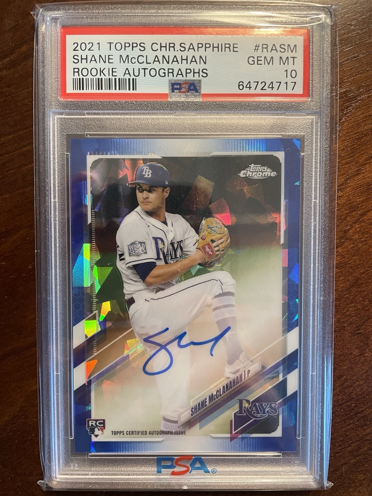 SHANE MCCLANAHAN 2021 Topps Chrome Sapphire RC Auto PSA 10