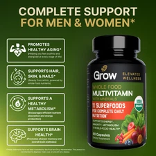 Whole Food Multivitamin for Men - Natural Multi Vitamins Minerals Organic 90ct