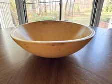 Large Vintage Turned Wood Bowl Out of Round 15"