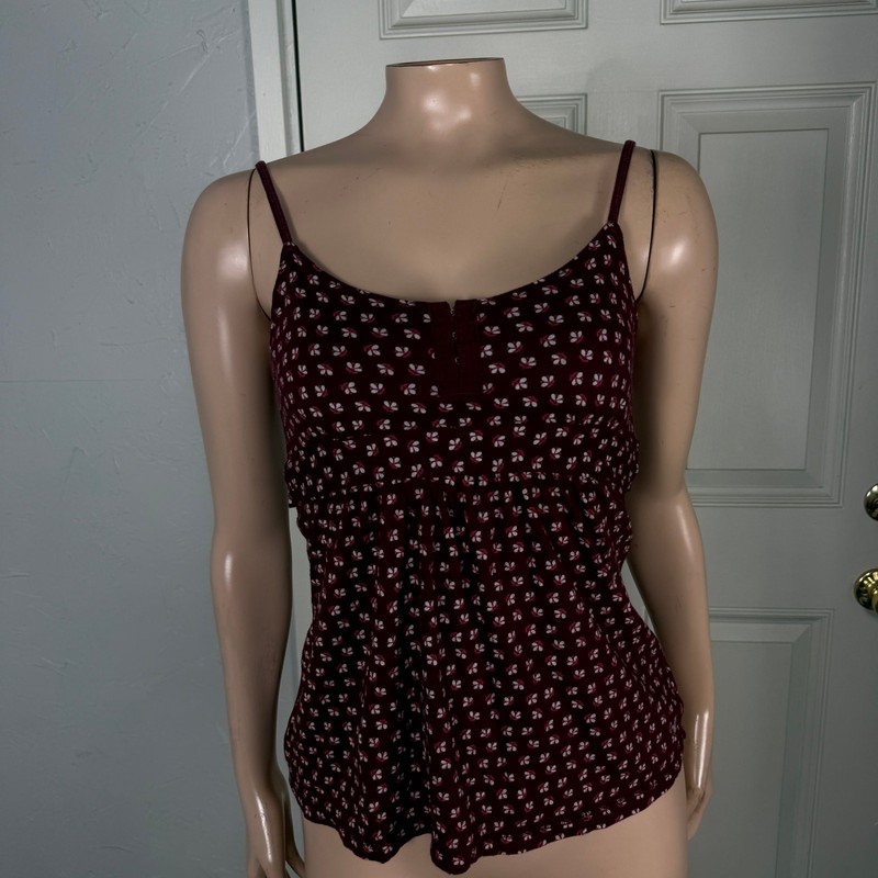 Vintage Y2k American eagle Tank Top Cotton Floral Burgundy Red Baby Shirt HH26
