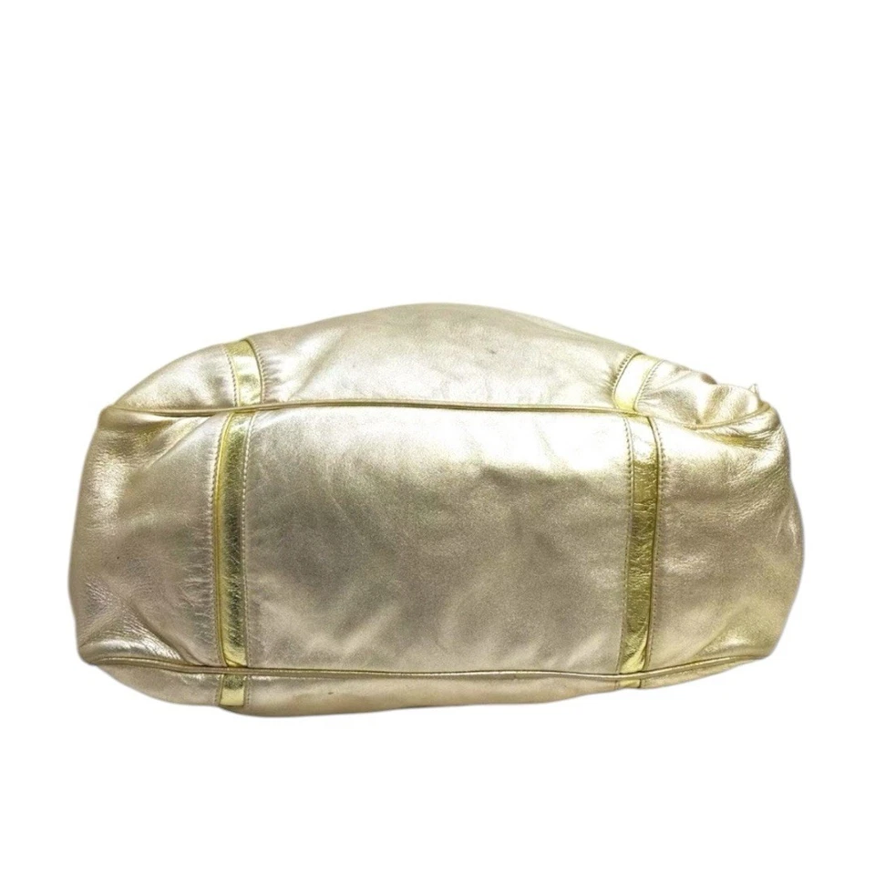 LOEWE Metallic Champagne Gold Leather Large Cinch Flamenco Shoulder Bag Auth - Image 4 of 4