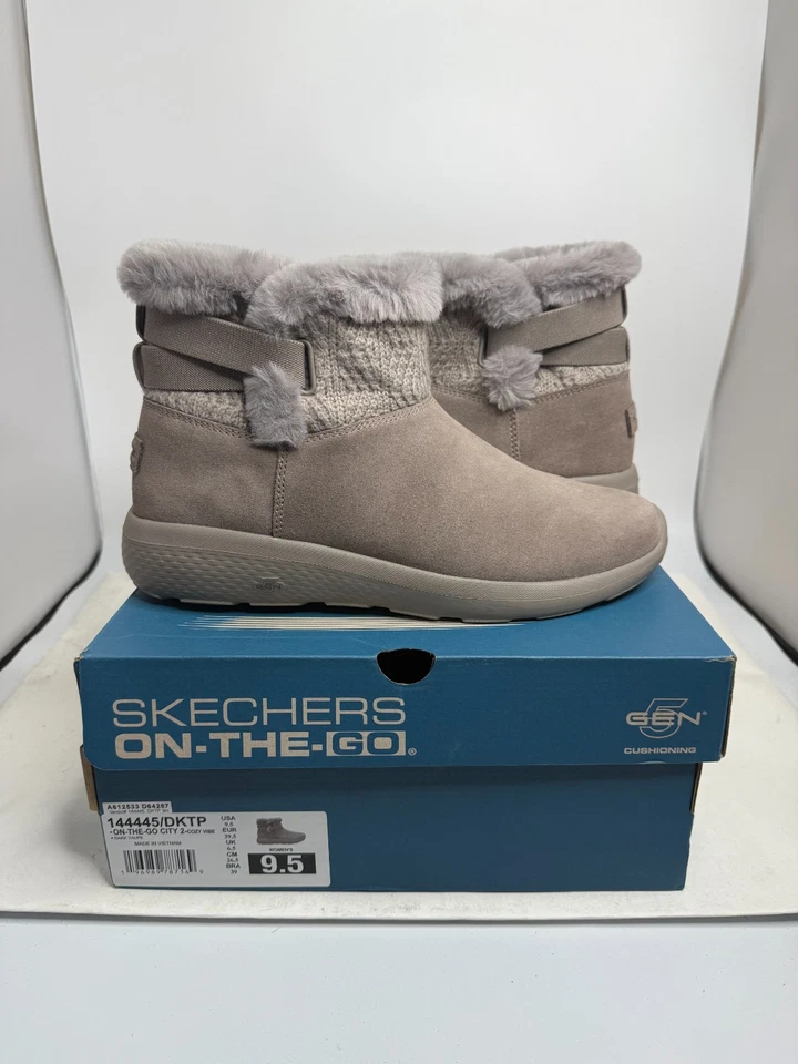 Botas Skechers On The Go City 2 Acogedoras Ambiente Para Mujer Beige Taupe Gamuza Talla 9.5 M Foto 2 de 4