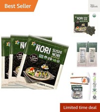 Organic Roasted Seaweed Sushi Nori Sheets 30 Sheets, 3-Pack   Professional Gr...