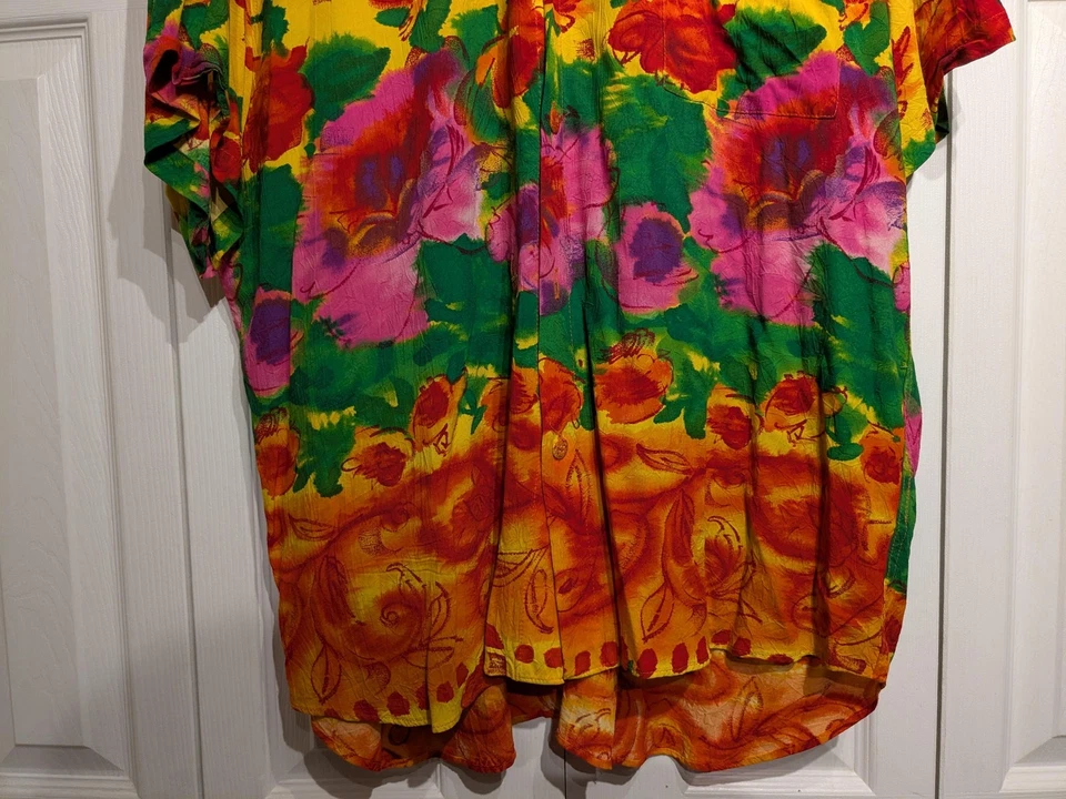 Camisa Jams World Para Hombres XXL Rosa Cielo Floral Hecha en Hawaiana EE. UU. Rayón Vibrante Foto 4 de 4