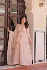 Wedding Wear Star Georgette Gown And Stylish Dupatta For Women  Girls