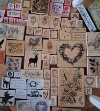 Huge Lot Of Stampin  Up Rubber Stamps Random/Misc 70 Stamps from 90s/2000s