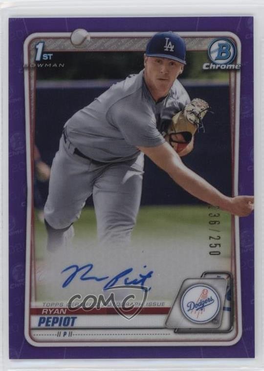 2020 Bowman Chrome Prospect Purple Refractor /250 Ryan Pepiot #CPA-RPE Auto 10no