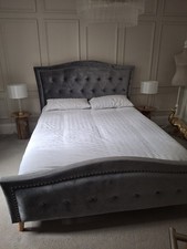 Grey Velvet King-size Bed