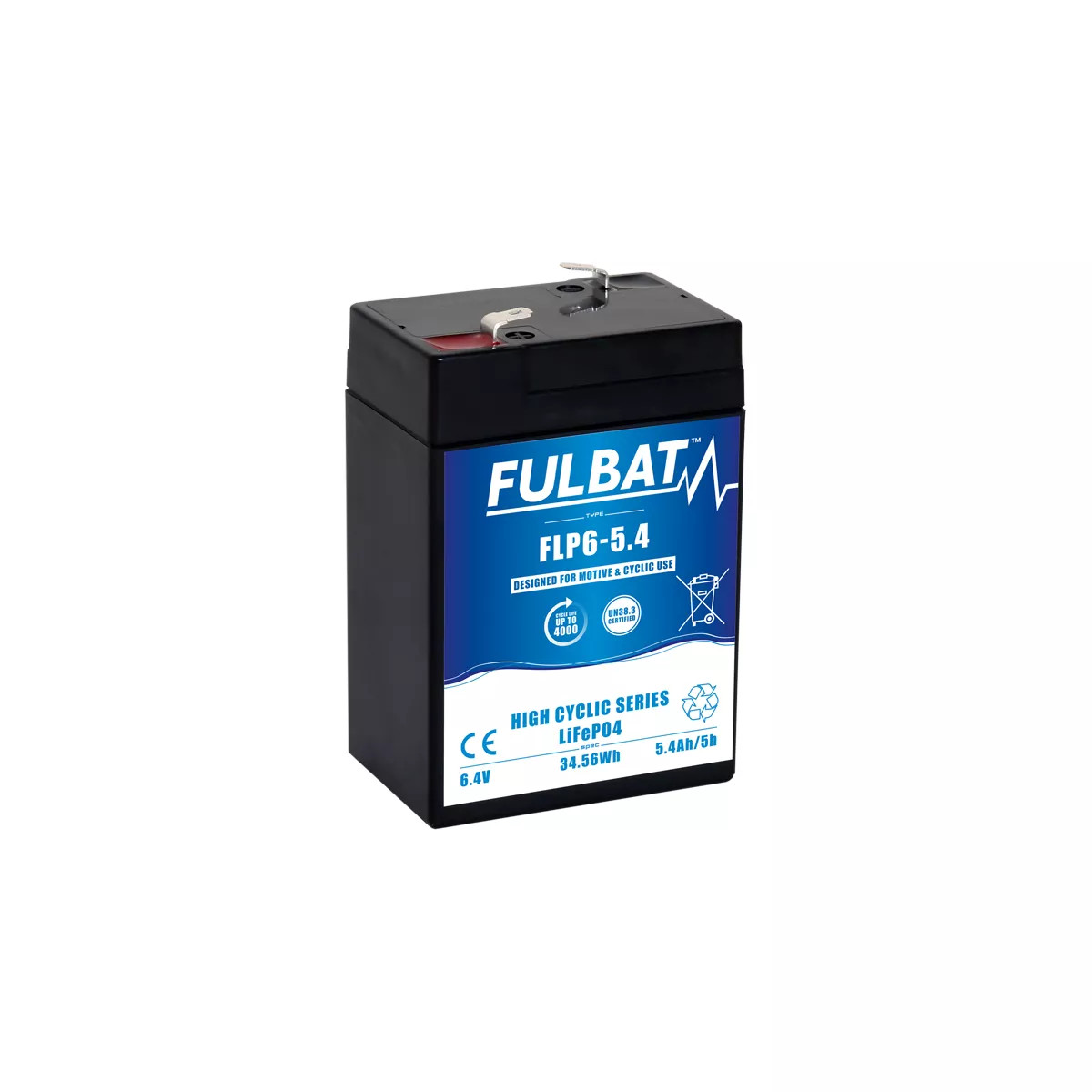 Batterie lithium LiFePO4 Fulbat 6,4V 5,4Ah idéale pour alarme et camping
