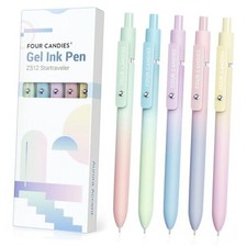 Gel Pens, 5 Pcs 0.7mm Quick Dry Black Ink Pen Fine 5 Pcs Gradient-Black Ink