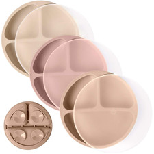 Suction Plates with Lids for Babies Toddlers - 100 Silicone, Dinnerware Stays