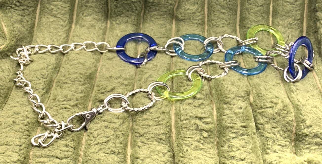 Silver Tone Multi Color Circles Adjustable Chain … - image 6