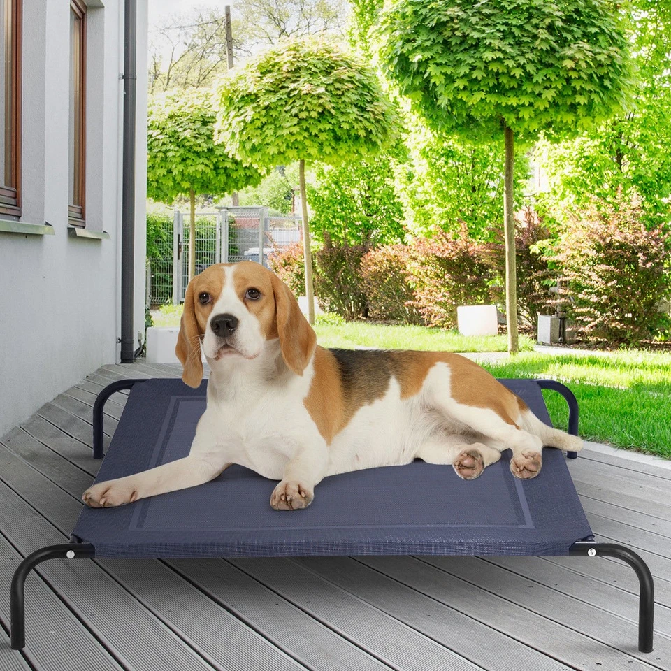 Large Dog Cat Bed Elevated Pet Cot Indoor Outdoor Camping Steel Frame Mat - Image 2 of 4