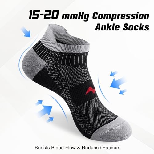 Ankle Compression Socks for Men and Women 6 Pairs, Low Cut Large Black - Picture 5 of 6