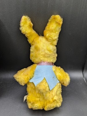 RUSHTON Company Vintage Rubber Face Plush Yellow Bunny Rabbit w