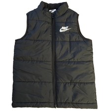 Nike Vest Kids 5-6 YEARS Black Quilted Puffer Sleeveless Full Zip Swoosh Logo