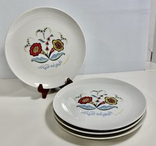 Vintage Berggren Norway Var Sa God Scandinavian Folk Art Plates Set of 4- 7.5”