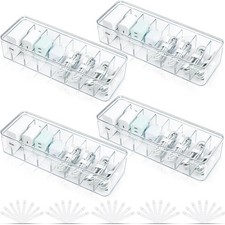 4 Pack Cable Organizer Box, Plastic Cord Storage Box with Lid, Clear Cord Org...