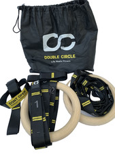 Double Circle Wood Gymnastics Rings with Quick Adjust Numbered Straps