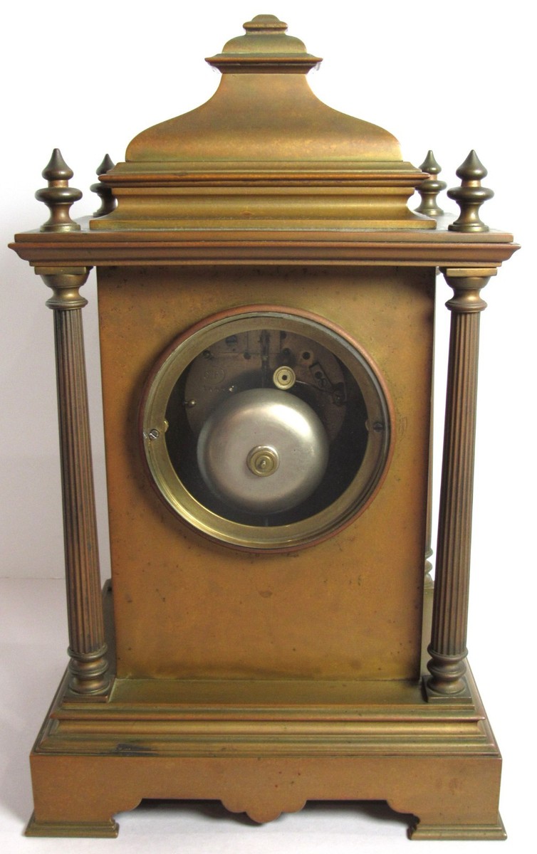 Antique French Japy Freres Delft and Bronze Crystal Regulator