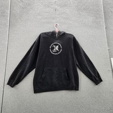 VINTAGE Hurley Men Hoodie M Black Y2K Skate Grunge Fleece International READ